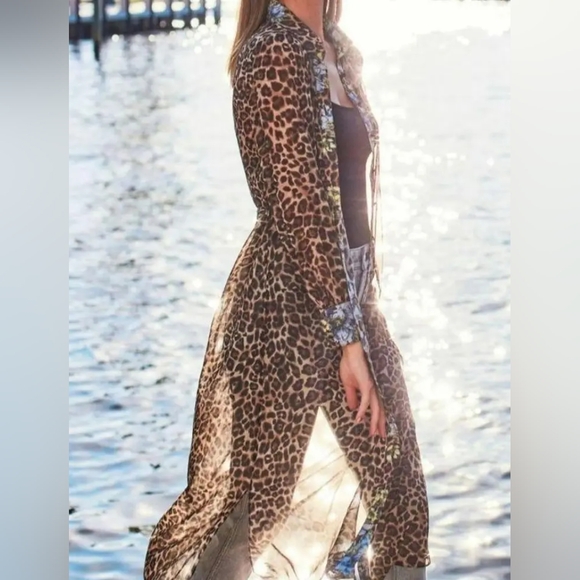 NWT White House Black Market WHBM Leopard-Print Midi 2 Piece Shirt Dress - Picture 8 of 12